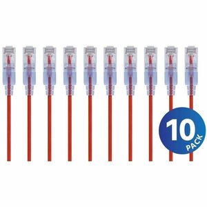 Monoprice+25ft+SlimRun+Cat6A+10G+Ethernet+Network+Patch+Cable+Red+10Ct+33270