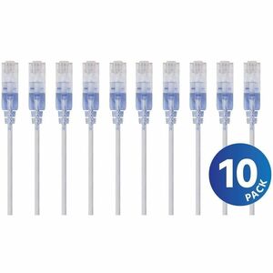 MonoPrice+25ft+SlimRun+Cat6A+UTP+Snagless+Patch+Cable+White+10Ct+33269