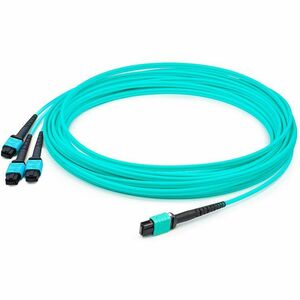 AddOn+10m+MPO+Female+to+3xMPO+Female+24-Strand+Aqua+OM3+Crossover+Fiber+Fanout+Cable+ADDMPO3MPO10M5OM3