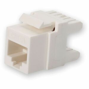 AddOn Non-Terminated to RJ-45 Female White Cat6A UTP Copper Connector with Clear Dust Cap 180 Degree 28MM Type