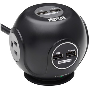 Tripp+Lite+Safe-IT+6ft+3+Outlet+4+USB+Port+Spherical+Surge+Protector+TLP38UAM