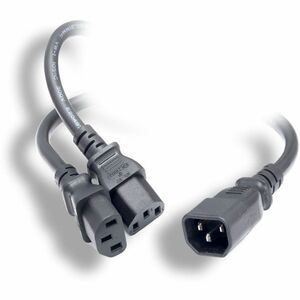 Monoprice Power Cord Splitter - IEC 60320 C14 to 2x IEC 60320 C13, 16AWG, 13A/1625W, SJT, Black, 3ft