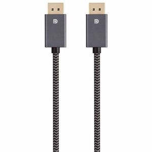Monoprice DisplayPort 1.4 EasyPlug Nylon Braided Cable 6ft Gray 10 Pack