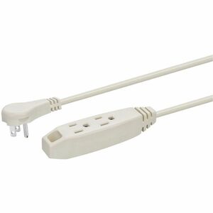 Monoprice 3-Outlet Flat Plug Household Extension Cord 16AWG 13A SPT-2 White 10ft