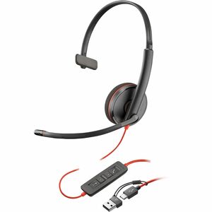 Poly Blackwire C3210 Monaural On-Ear Wired Headset 8S0L5A6 Poly+Blackwire+C3210+Monaural+On-Ear+Wired+Headset+8S0L5A6