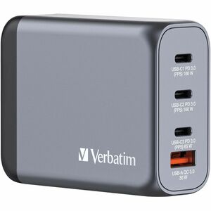 Verbatim+GNC-100+100W+4-Port+GaN+Wall+Charger%2c+Black+32202