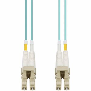 AddOn 25m LC to LC Aqua OM4 Duplex OFNP Plenum-Rated TAA Fiber Patch Cable