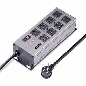 StarTech 8-Outlet Industrial Power Strip 125V/15A w/Surge Protection, 12ft Cord