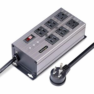 StarTech+6-Outlet+Industrial+Power+Strip+125V%2f15A%2c+8ft+Cord+6N515S8-POWER-STRIP