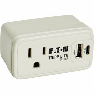 Eaton+Tripp+Lite+Series+Power+It!+1-Outlet+Universal+Travel+Charger+and+Power+Strip+5-15R+Outlet+USB-C+and+USB-A+Ports+32W+PD+Charging+5-15P+Direct+Plug-In+Gray+SK10C32