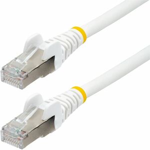 StarTech 1ft CAT6a Ethernet Cable White Low Smoke Zero Halogen LSZH 10 GbE 100W PoE S/FTP Snagless RJ-45 Network Patch Cord