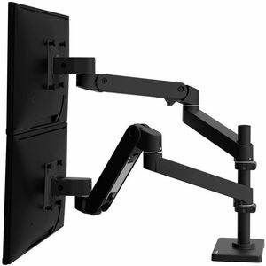 Ergotron – LX Pro Premium Vertical Stacking Dual Monitor Arm, VESA Desk Mount – for 2 Monitors Up to 27 Inches, 4 to 22 lbs Each – Matte Black