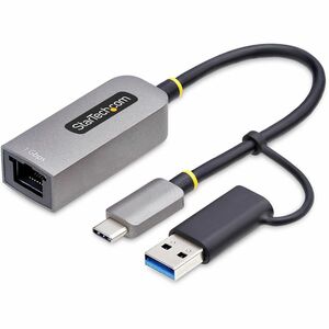 StarTech USB-C to Ethernet Adapter with USB-A Dongle, 6in Cable, USB GbE Adapter