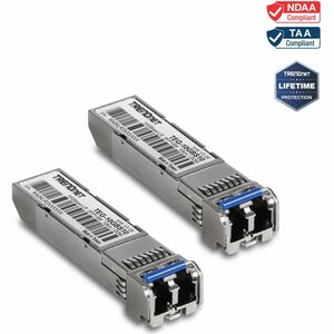 TRENDnet 2-Pack SFP to RJ45 10GBASE-LR SFP+ Single Mode LC Modules TEG-10GBS10/2 Up to 10 km 6.2 Miles Hot Pluggable SFP Transceivers Duplex LC Connector 1310nmLifetime Protection