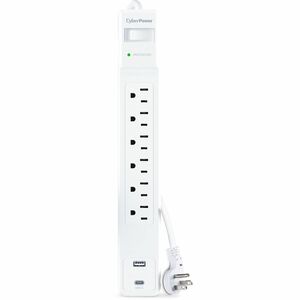 CyberPower+CSP604UCW+Home+Office+6+Outlet+Surge+Protector+with+1500+J+Surge+Suppression