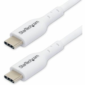 StarTech 3ft 0.9m White USB-C Charging Cable 2-Pack USB 2.0 Type-C Laptop Charger Cord 60W Power Delivery TPE Jacket