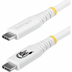 StarTech 6ft 1.8m USB4 Cable 20Gbps USB-IF Certified USB-C Cable 240W PD EPR 4K 120Hz DP 2.1 TPE Jacket White USB-C Cord