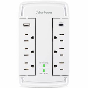 CyberPower CSP6WSUC Home Office 6 Outlet Surge Protector with 2400 J Surge Suppression