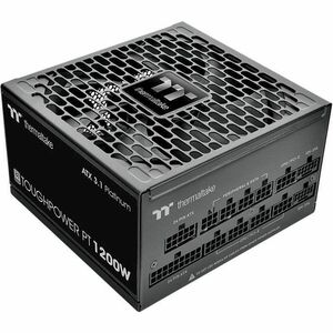 Thermaltake Toughpower PT 1200W; ATX 3.1; x2 Native PCIe 5.1 12V-2x6; Etched Flat Cables; Dual-Color H++ Connectors; 100% Japanese Capacitors; 135mm Fan; 80 Plus Platinum; Black