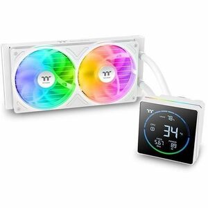 Thermaltake TH240-S V3 ARGB CPU Liquid Cooler; Intel/AMD; 1x240mm 500~2500rpm Single Frame ARGB Fan; 3.95" Segment Code LCD; Rotatable Pump Head; TT Segment LCD Software; Snow