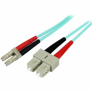 StarTech 3m 10ft LC/UPC to SC/UPC OM3 Multimode Fiber Optic Cable Full Duplex 50/125 Zipcord 100G LSZH Fiber Jumper Cord