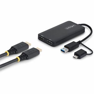 StarTech USB to Dual HDMI Adapter USB-A or USB-C to 2x HDMI Converter 1x 4K30 1x 1080p 4.3in/11cm Cable Win/Mac Black