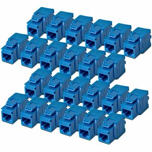 StarTech Cat6 Keystone Jack 24-Pack RJ45 Ethernet Keystone Jacks UTP Cat6 Wall Jack 180-Degree Toolless Blue