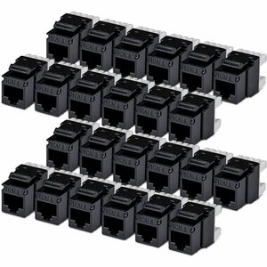 StarTech Cat6 Keystone Jack 24-Pack RJ45 Ethernet Keystone Jacks UTP Cat6 Wall Jack 180-Degree 110 Punch Down Black