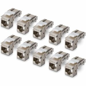 StarTech Shielded Cat6a Keystone Jack 10-Pack RJ45 Ethernet Keystone Jacks STP Cat6a Wall Jack 90-Degree Toolless