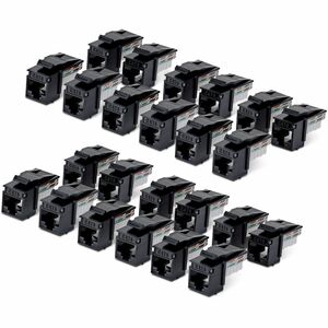 StarTech Cat6 Keystone Jack 24-Pack RJ45 Ethernet Keystone Jacks UTP Cat6 Wall Jack 90-Degree 110 Punch Down Black