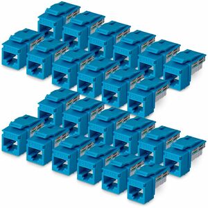 StarTech Cat6 Keystone Jack 24-Pack RJ45 Ethernet Keystone Jacks UTP Cat6 Wall Jack 90-Degree 110 Punch Down Blue