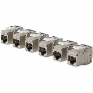StarTech Cat8 Keystone Jack 6-Pack RJ45 Ethernet Keystone Jacks STP Cat8 Wall Jack 180-Degree Toolless