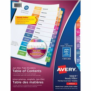 Avery Ready Index Table of Contents Ref. Dividers