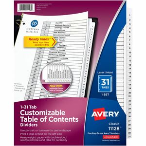 Avery Black & White Table of Contents Dividers