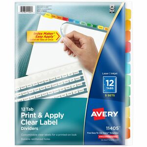 Avery Index Maker Punched Clear Label Tab Dividers