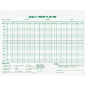 Tops Daily Attendance Record Forms