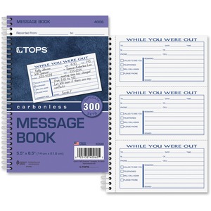 Tops Spiral Bound Important Message Book