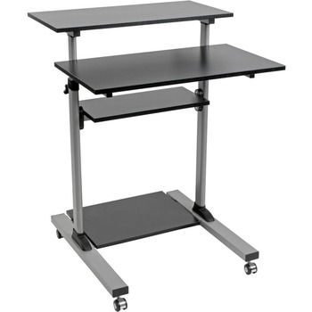 Tripp Lite Rolling Standing Desk Workstation On Wheels Height Adjustable Mobile 132 28 Lb Load Capacity 4 X Shelf Ves Floor Medium Density Fiberboard Mdf Steel Black Wb Mason