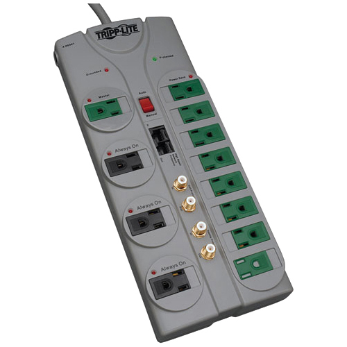 Tripplite Eco Surge Protector 12out Green Nema 10ft Cord 3600j Tel/coax - Tlp1210satg