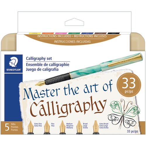 Calligraphy pens set,interchangeable nibs,5/st,assorted, sold as 1 set