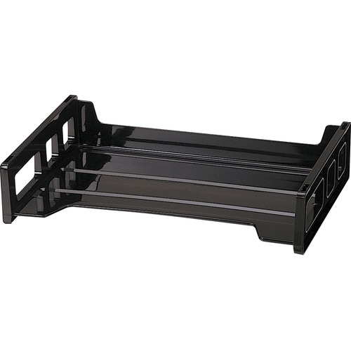 Officemate Black Side-Loading Desk Trays | by Plexsupply