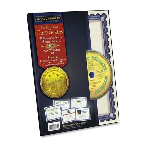 Southworth Blue Silver Foil Parch Certificates