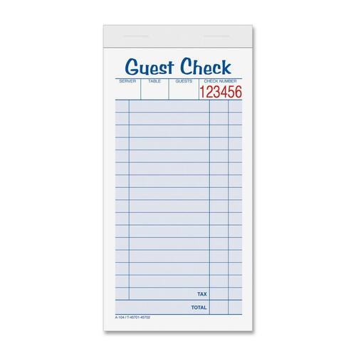 TOP 45701, Tops Guest Check Book