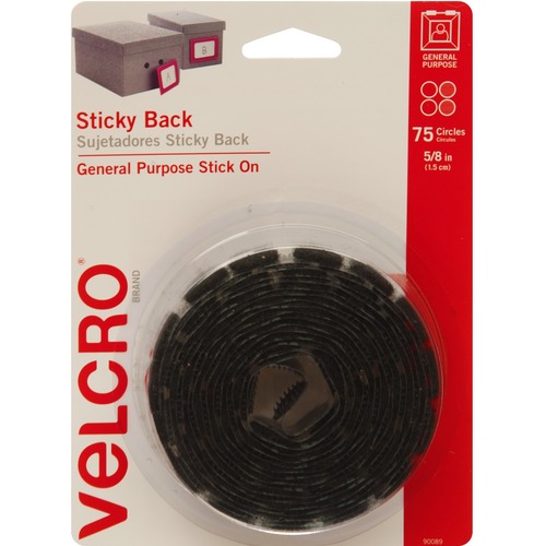 Velcro Sticky-Back Hook 12 /Pack Loop Square Fasteners on Strips 7/8 w Black 