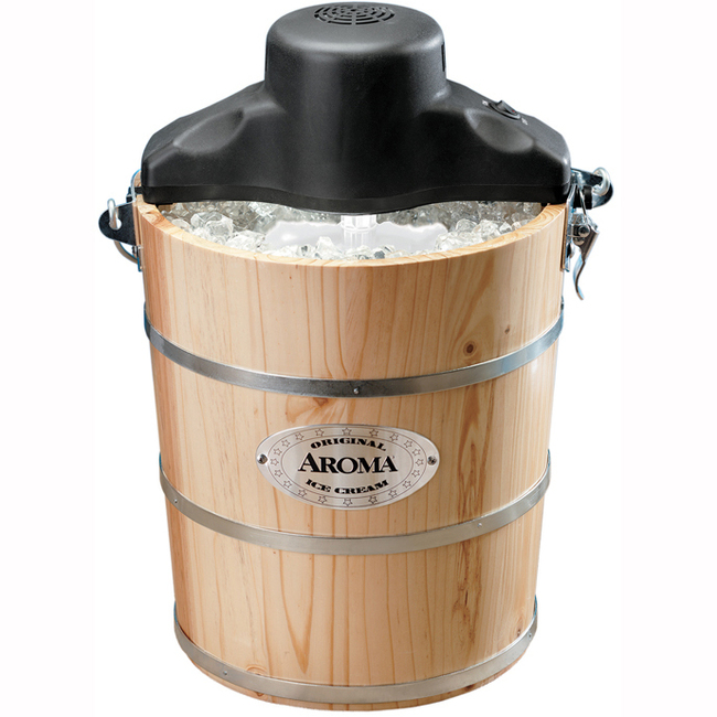 Aroma 6-Quart Wood-Barrel Ice-Cream Maker,