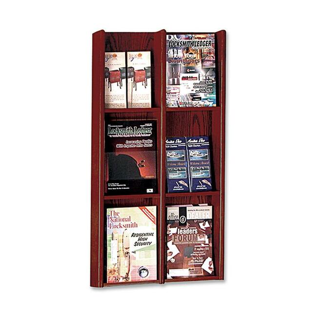 Buddy 0642 Literature Rack - 36" x 20.8" x 3" - 6 Pocket(s) - Veneer Wood -