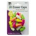 LEO80792 - Eraser Pencil Caps, 20/PK, Neon Assorted