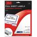 3M Address Label - 8.5" Width x 11" Length - 25 / Pack MMM3200L