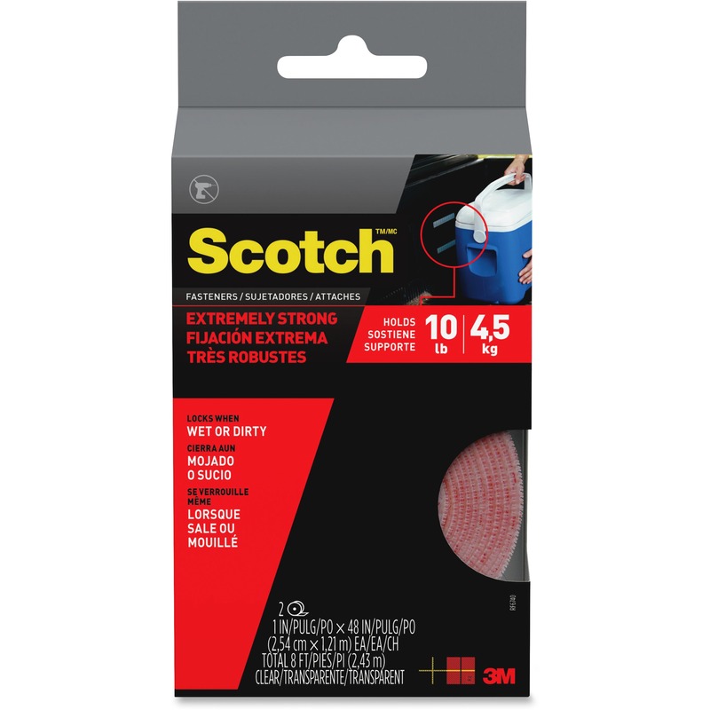 Scotch Extreme Fasteners, 1 in x 4 ft, Clear