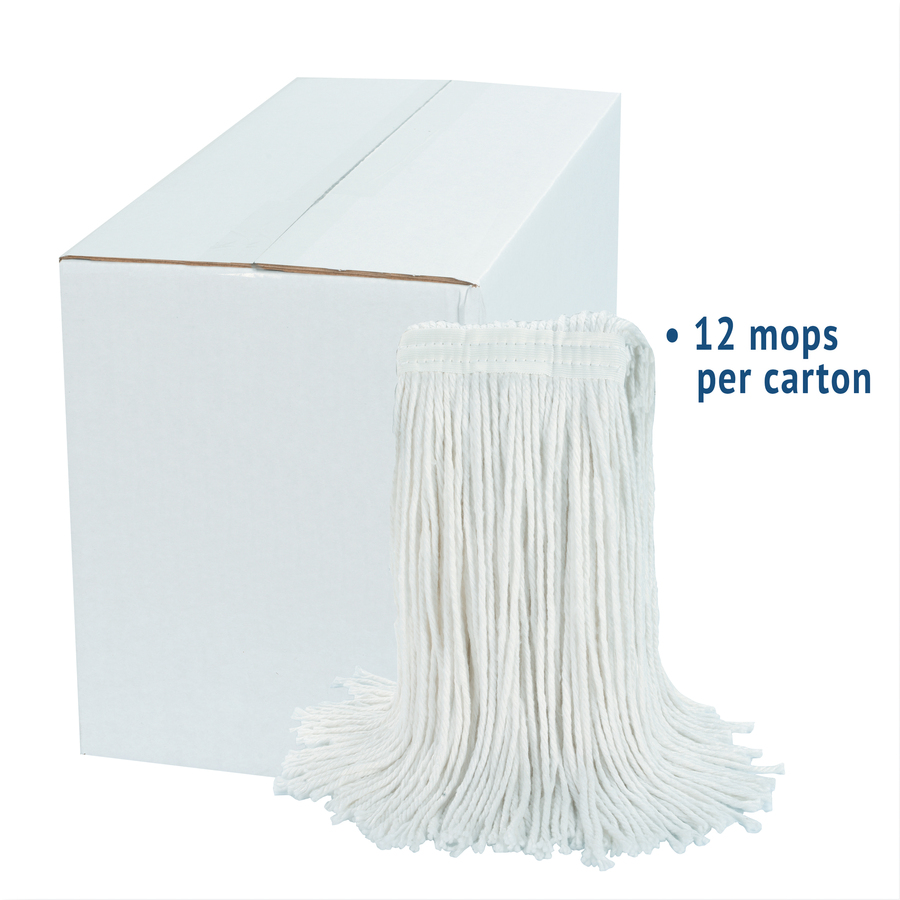 Boardwalk Cut End Wet Mop Head Rayon No 24 White 12 Carton Lint